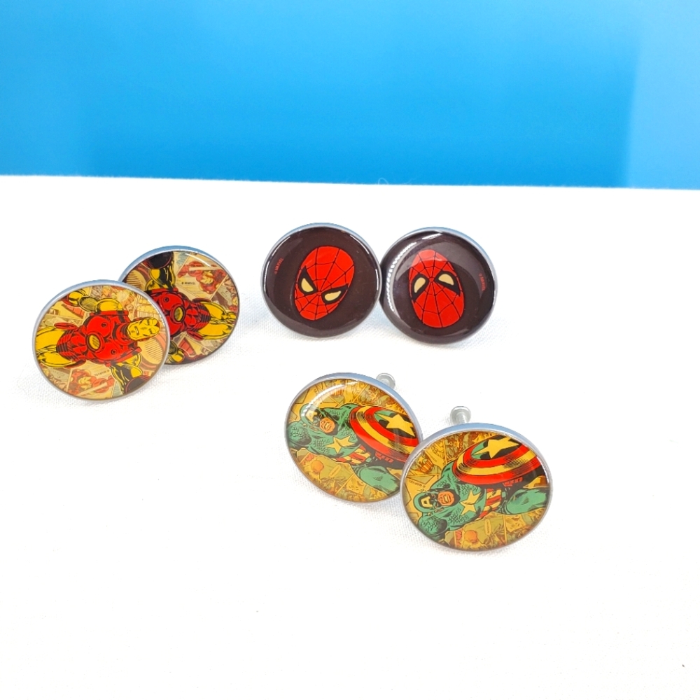 Set of 6 Marvel character round drawer pulls